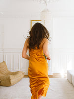 robe de soirée en soie orange 22 mommes